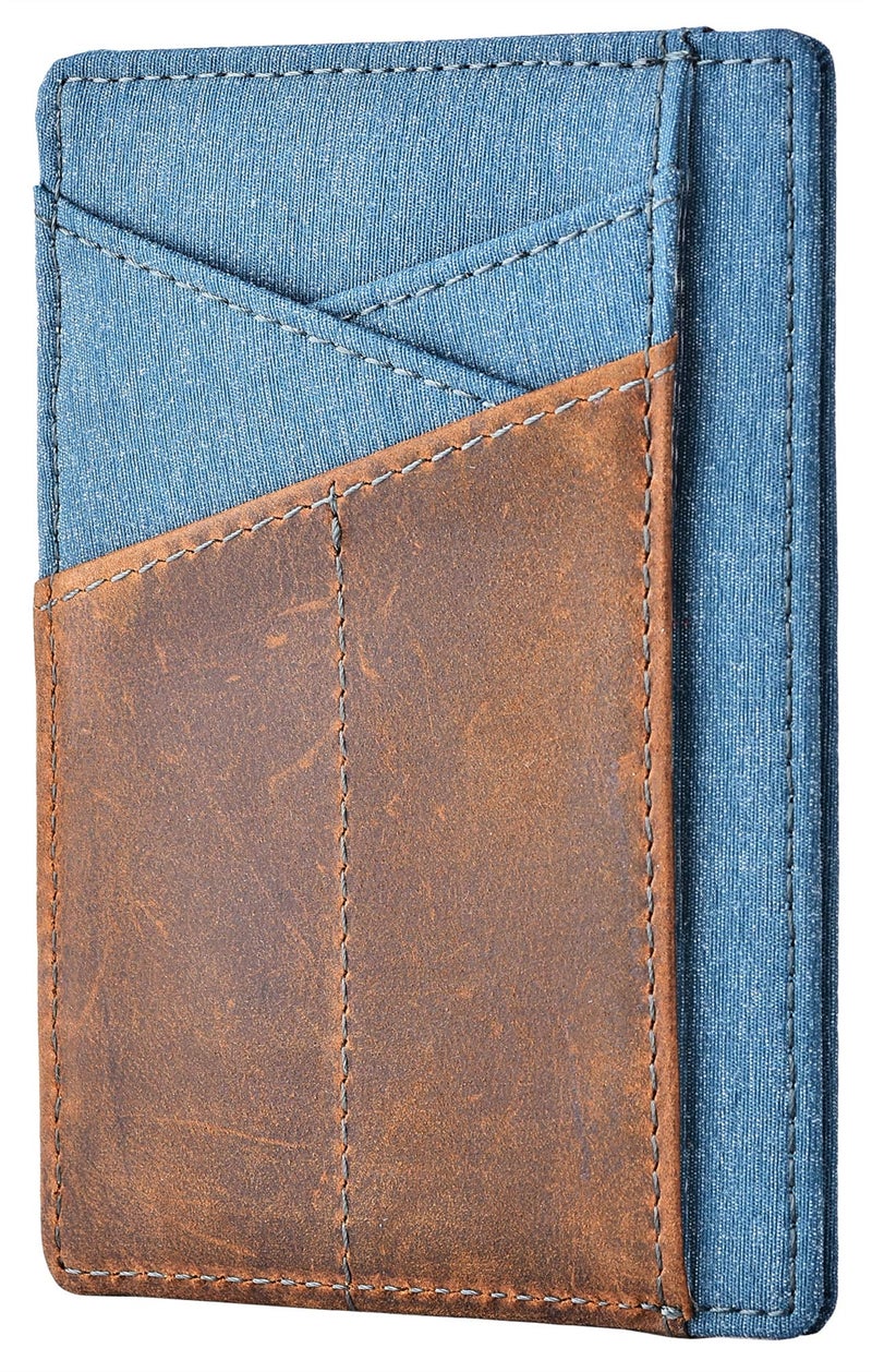 kinzd Minimalist Mens Wallet RFID Front Pocket Wallet Secure Thin Credit Card Holder (A5 Waterproof Leather Blue) - Image 1